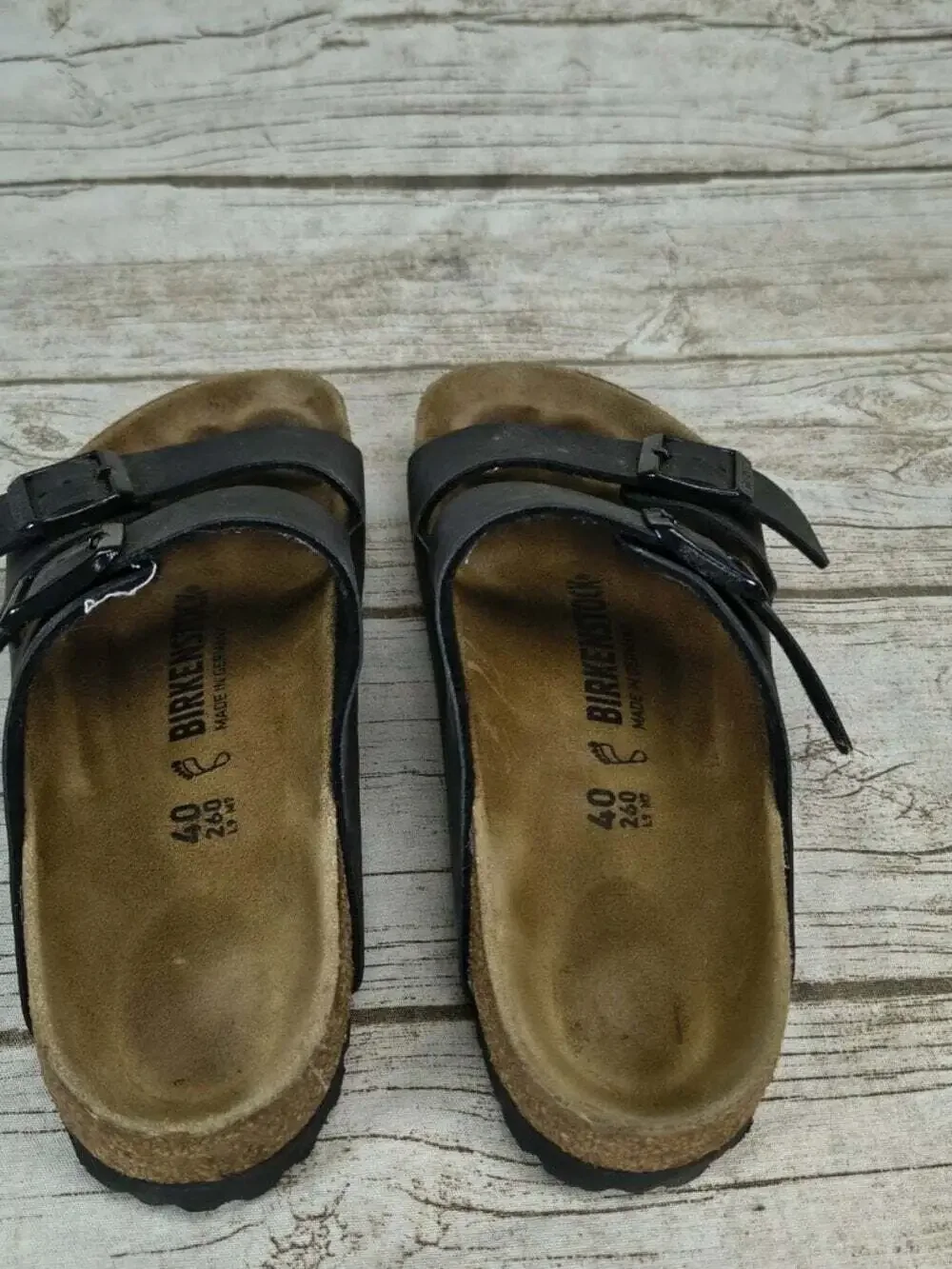 Birkenstock Arizona Black Birko-Flor Double Strap Sandals Shoes EU 40 L9 M7